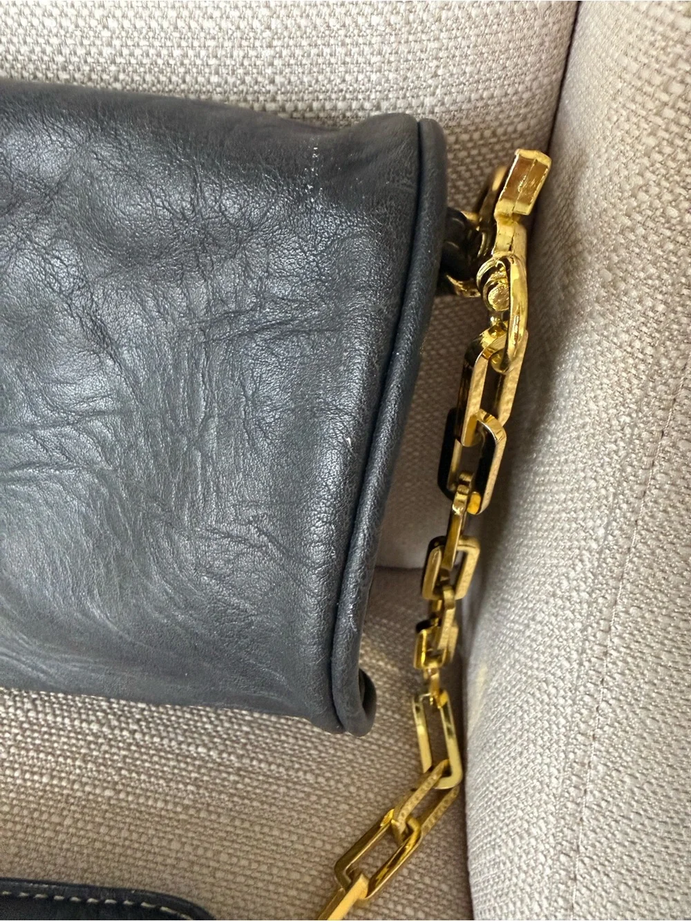 Tory Burch Reva Fold Over Clutch Black Leather Shoulder Bag Gold Logo